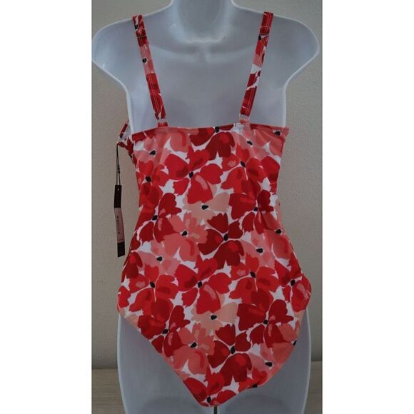 Catherine Malandrino Womens Sz M Floral Print Side Ruching 1-Piece Swimsuit $120 - Picture 2 of 6